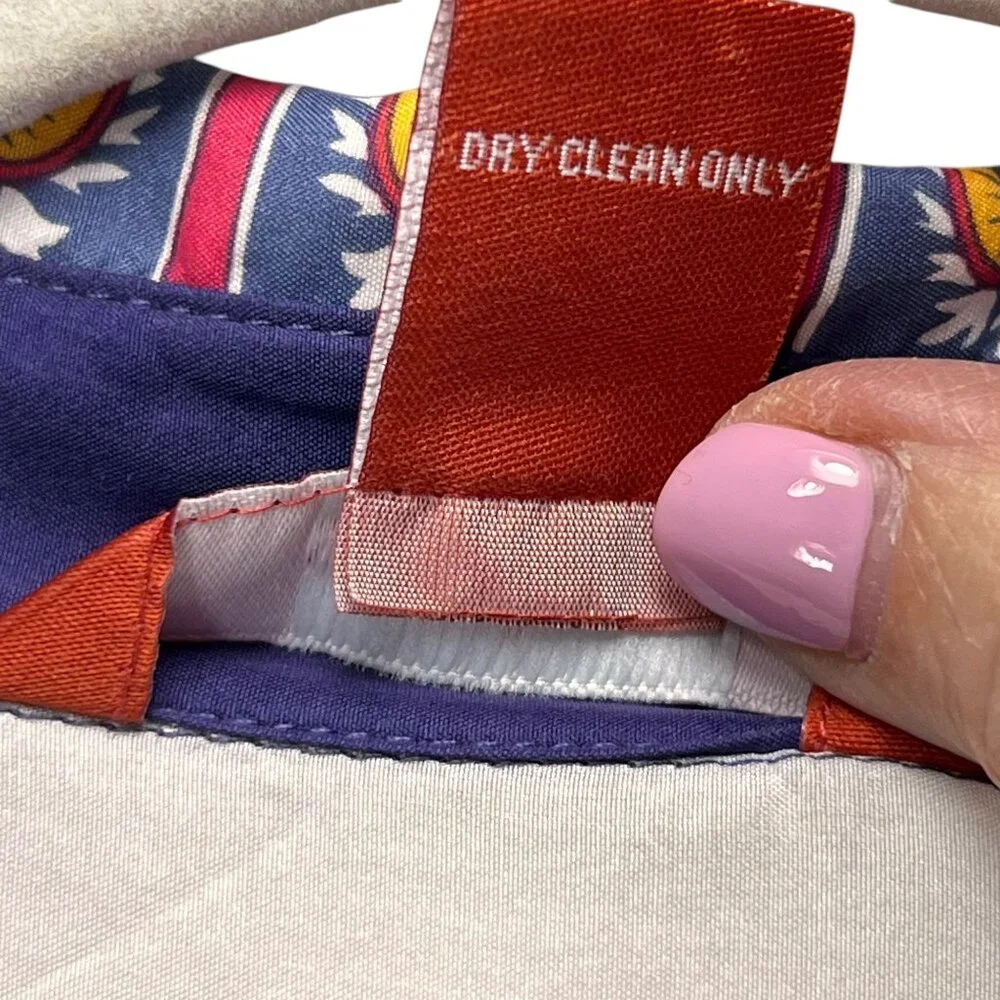 Sundance XL 100% Silk Button Up Blouse Ivory Whimsical Paisley Semi Sheer Collar - Picture 7 of 10